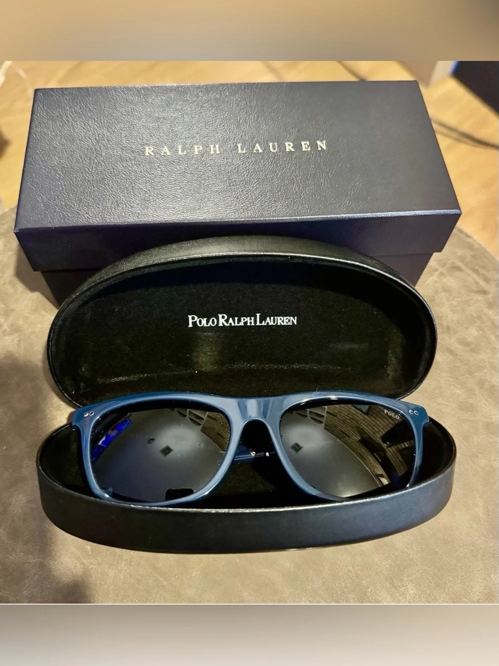 Polo Ralph Lauren PH4205U Shiny Navy Blue Square Sunglasses 56mm NWT
